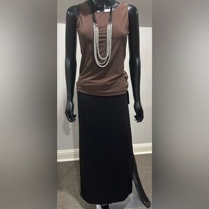 Ana a.n.a black maxi knit skirt New NWT Large L